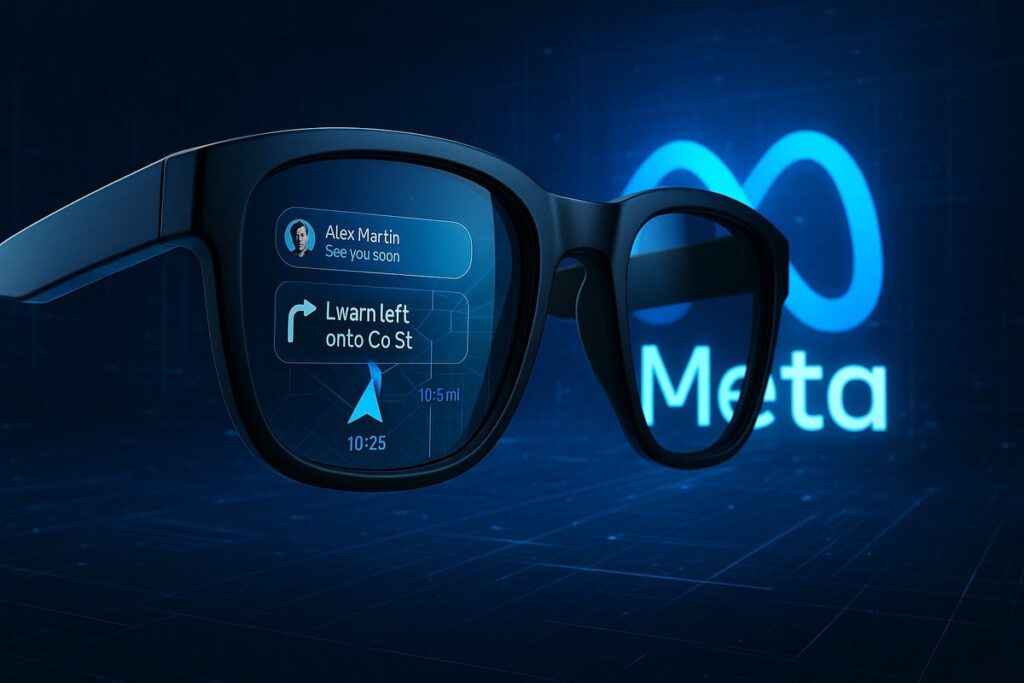 Meta智慧眼鏡降價至800美元 首款內建顯示版本9月登場 Meta首款內建顯示螢幕的智慧眼鏡Hypernova將於9月登場,售價僅800美元,主打即時通知、地圖及迷你應用程式,搭配神經手環操作。此策略意在搶佔市場,降低消費者進入門檻,與蘋果Vision Pro形成鮮明對比,強調普及化與價格優勢。