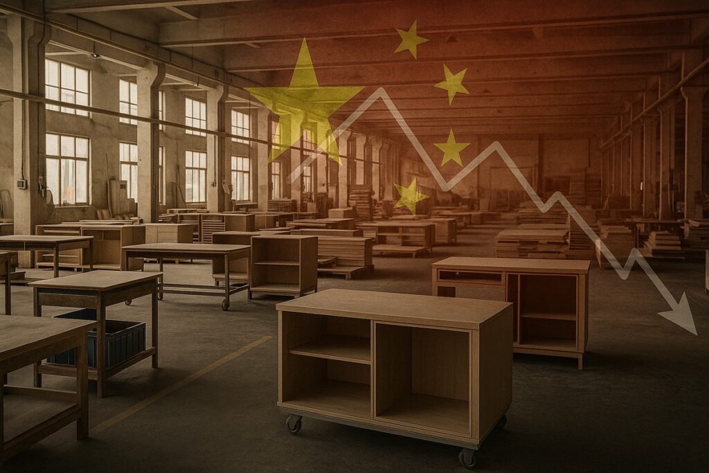 川普延長美中關稅戰休兵90天，但中國製造業仍面臨隱性通縮壓力。佛山櫥櫃廠商削減三成薪資、員工從200人減至100人，透過縮短工時、無薪休假保住訂單。關稅衝擊下低端製造業首當其衝，工人薪資下滑、就業不穩，7月通膨率趨近零，凸顯貿易戰對中國製造業深層影響。