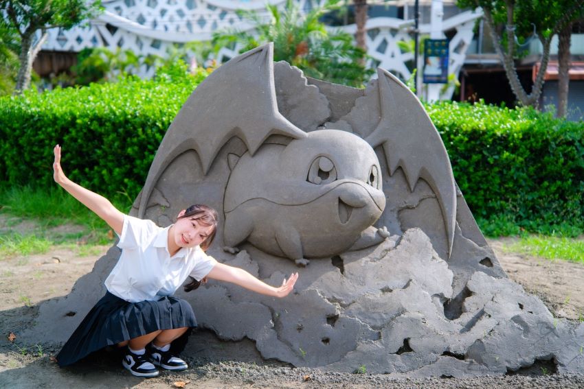 《圖說》創始村巴達獸沙雕作品可愛模樣非常受歡迎。〈高灘處提供〉