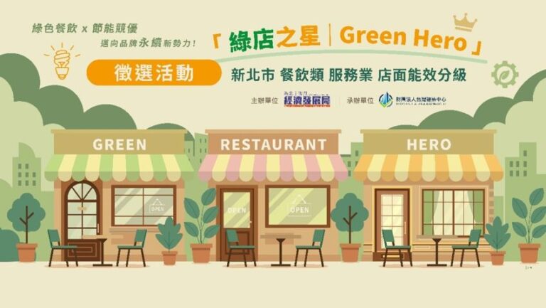 新北徵選「餐飲類店面能效分級制度」、「綠店之星」標章認證
