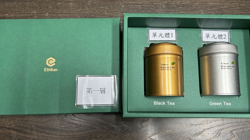 《圖說》環保局查核市售茶葉禮盒包裝體積比值大於1，有過度包裝情形。〈環保局提供〉