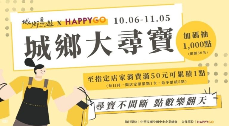 限時活動「HAPPY GO城鄉大尋寶」開跑！ 探索22城鄉特色再享點數回饋