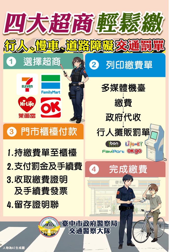 從容繳罰單不再趕時間！ 警推便民新措施 「行人、慢車違規罰單」 12 月起超商可繳