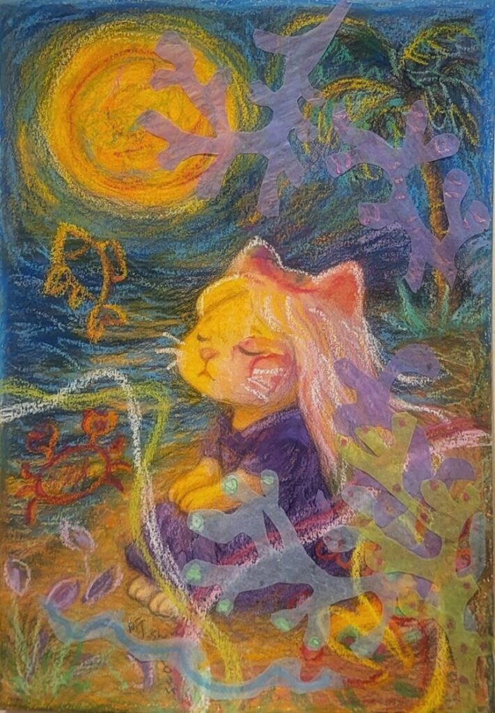 病痛未定義人生 李昕以《疼。喜》系列轉化生命經驗為藝術書寫 《疼。喜》系列作品以多變色彩與貓的造型為核心,象徵在癌症療程中對「美」與自我認同的重新詮釋。(圖/主辦單位提供)