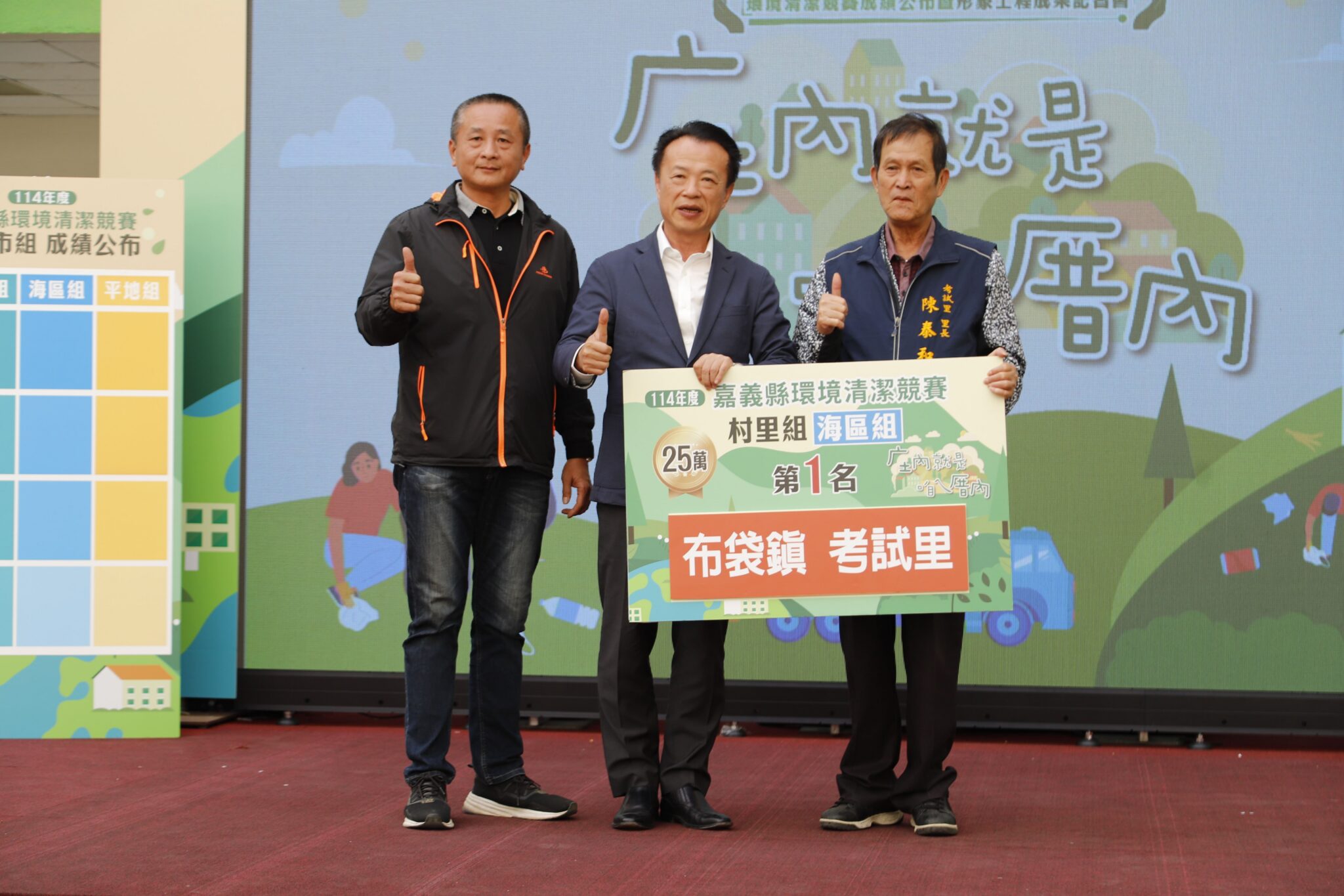 翁章梁揭曉114年度環境清潔競賽成績 鄉鎮市組第一名獎金100萬元 村里組第一名獎金25萬元 翁章梁揭曉114年度環境清潔競賽成績 鄉鎮市組第一名獎金100萬元 村里組第一名獎金25萬元