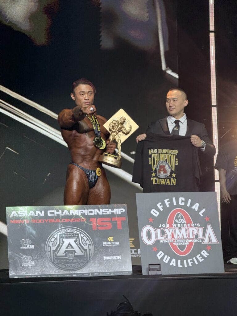 2025 IFBB PRO/NPC 亞洲健美錦標賽 史上最豪華陣容震撼登陸高雄! 男子傳統健美212在台灣贏得奧賽入場券的「熱狗王」林敬傑。(圖/健身工廠提供)