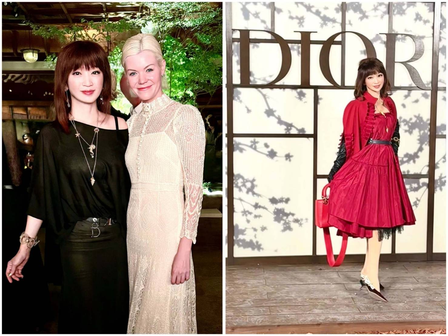 穿越文明的剪影 : 前中國小姐「黃秀慧」於京都東寺與台北 101 的 Dior 時刻 黃秀慧與艾兒·麥佛遜 (Elle Macphers)合影留念。(圖/黃秀慧 提供)