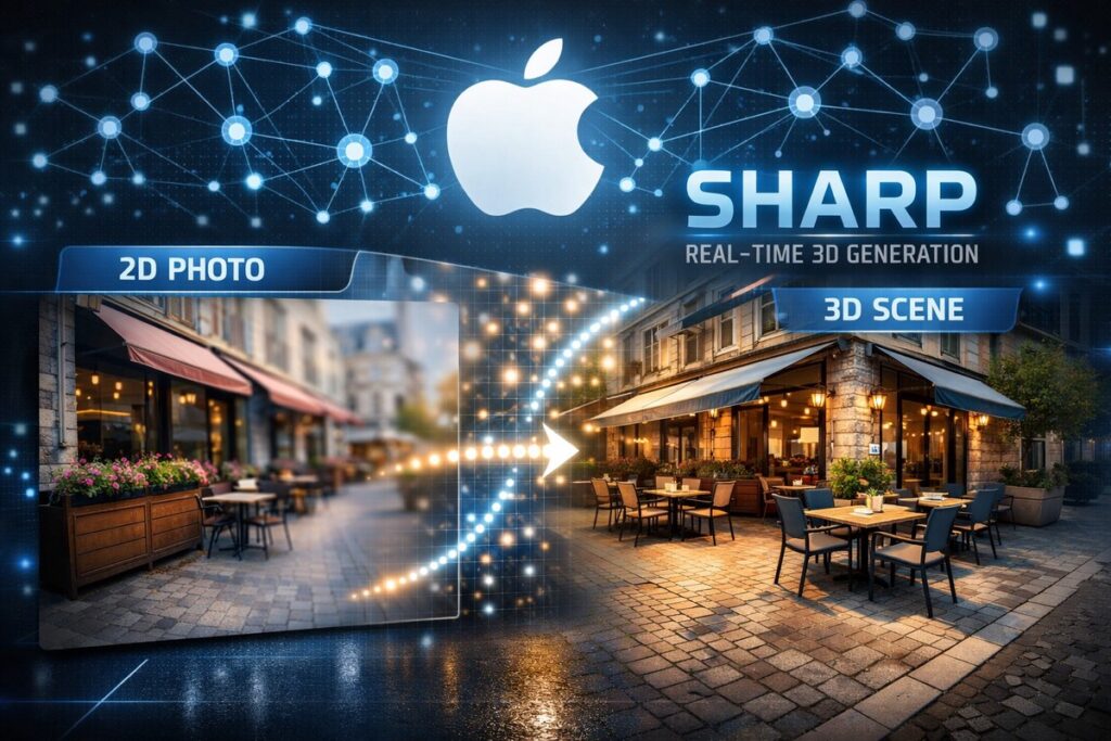 蘋果AI視覺技術大躍進?SHARP號稱1秒將2D轉3D場景 蘋果AI視覺技術大躍進?SHARP號稱1秒將2D轉3D場景