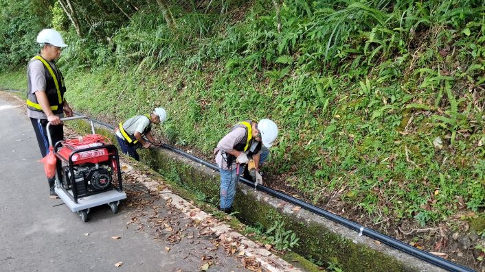 烏來簡水系統改善完工 121戶居民告別停水不便 5 《圖說》福山里卡拉模基簡易自來水系統採用抗壓、耐震及韌性佳的HDPE水管。〈水利局提供〉