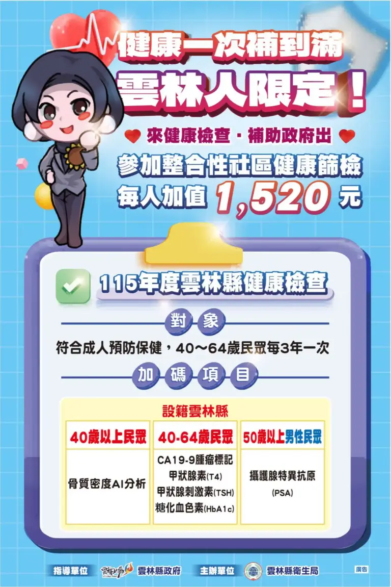 張麗善宣布健檢加碼GO　提升篩檢量能守護雲林縣民健康