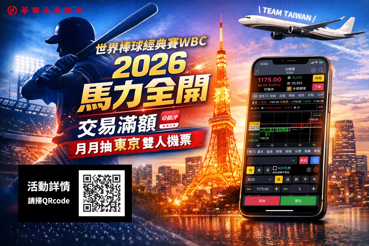 挺中華隊拼戰2026 WBC！華南永昌證券「馬力全開」月月抽 送你飛東京應援