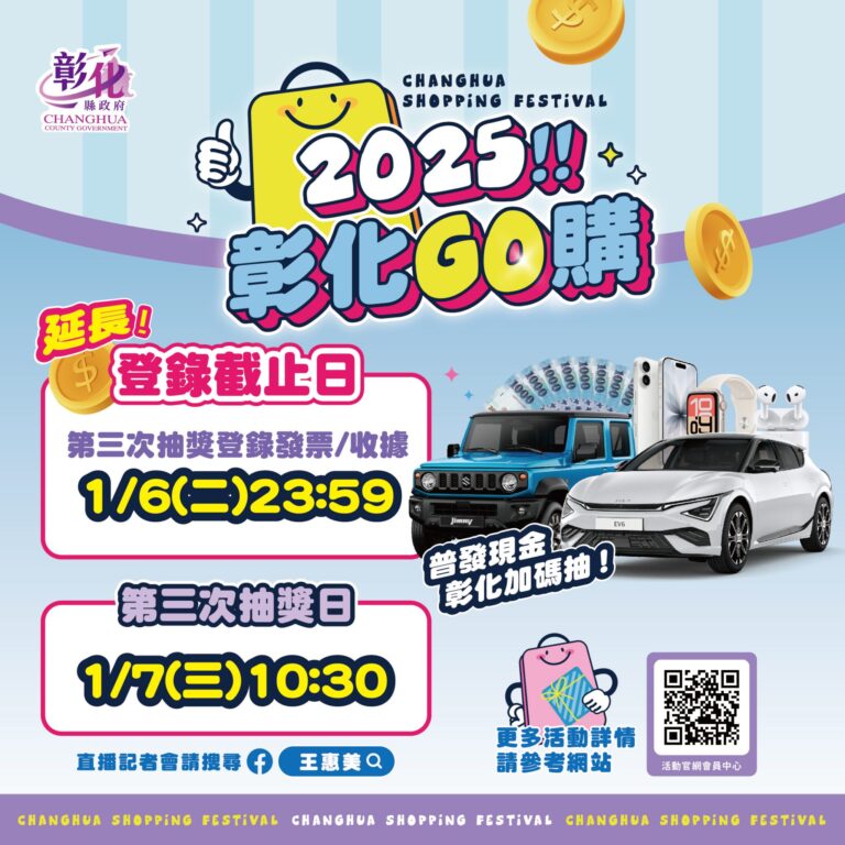 「2025彰化GO購」消費登錄系統恢復正常　登錄期限延長至1月6日