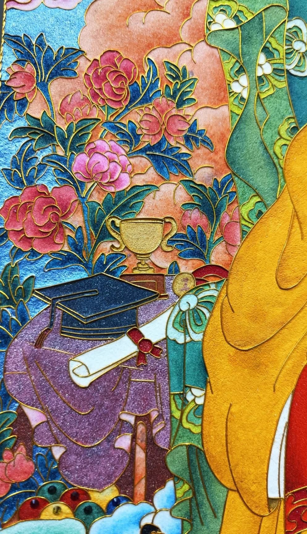 掐絲唐卡賞析(上) 星雲大師掐絲唐卡:把「人間佛教」的弘法足跡,織進金絲與祥雲之間 掐絲唐卡賞析(上) 星雲大師掐絲唐卡:把「人間佛教」的弘法足跡,織進金絲與祥雲之間