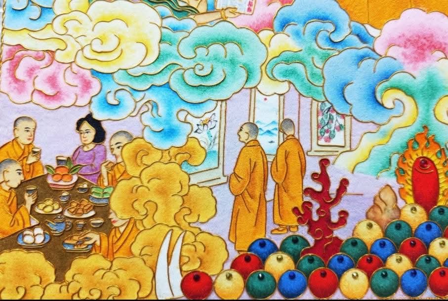 掐絲唐卡賞析（上） 星雲大師掐絲唐卡：把「人間佛教」的弘法足跡，織進金絲與祥雲之間