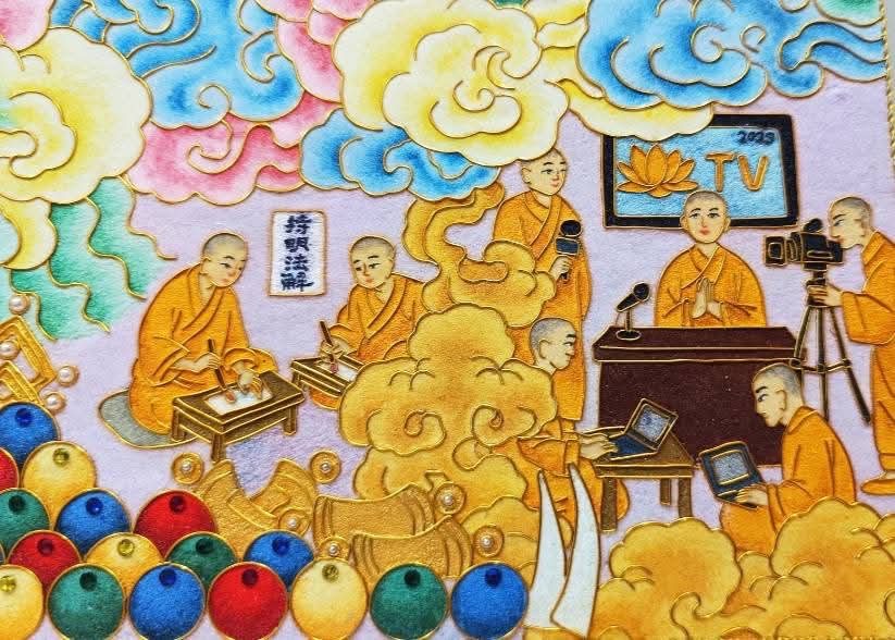 掐絲唐卡賞析(上) 星雲大師掐絲唐卡:把「人間佛教」的弘法足跡,織進金絲與祥雲之間 掐絲唐卡賞析(上) 星雲大師掐絲唐卡:把「人間佛教」的弘法足跡,織進金絲與祥雲之間