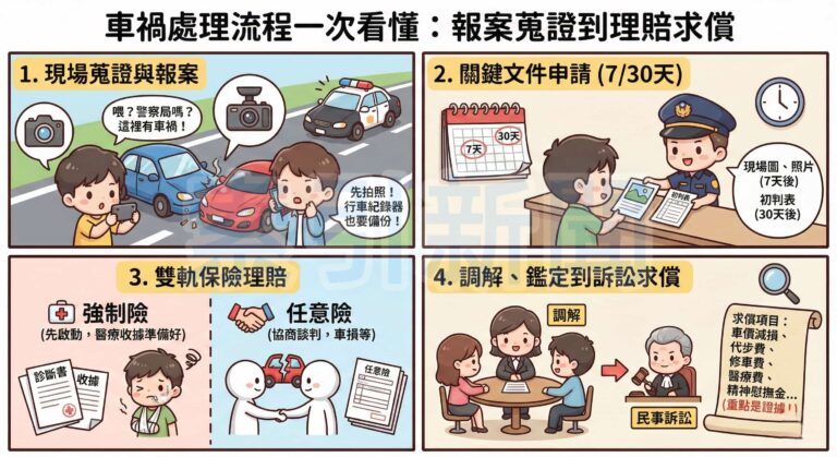 車禍處理流程一次看懂：報案蒐證到理賠求償