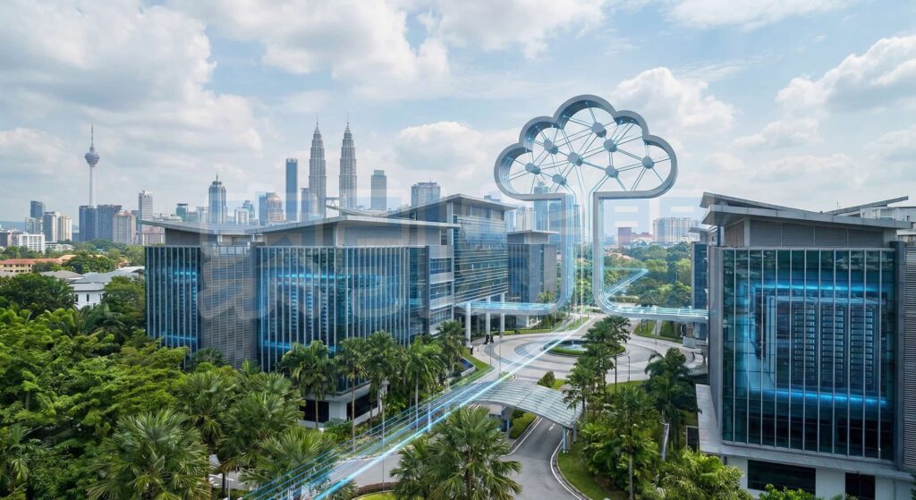 馬來西亞啟動AWS聯手Exabytes雲端培訓 以吉隆坡城市天際線與雲端運算意象呈現雲端技能需求升溫。AWS 與在地業者 Exabytes 近日啟動約 110 萬美元的雲端與 AI 培訓計畫,鎖定 B40 與 M40 族群,並以學員結業、證照與就業成果作為撥款與成效追蹤指標。(圖片生成自 AI)