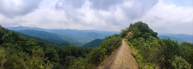 白天縱走山林、夜賞螢火星空 新北微笑山線今起報名 24 《圖說》石碇皇帝殿稜線步道展現極致視野與岩稜地形。〈觀旅局提供〉