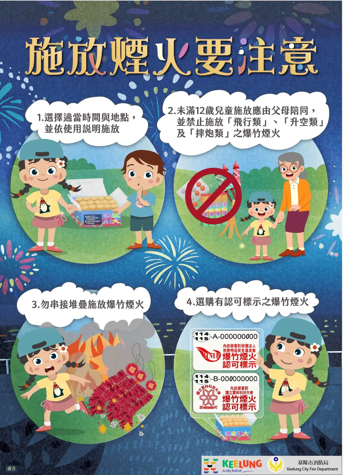 春節施放煙火 基隆消防局籲遠離鬧區與河畔 夜間10點後禁放 春節施放煙火 基隆消防局籲遠離鬧區與河畔 夜間10點後禁放