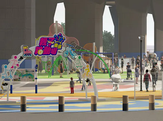 國道三交流道下變身律動樂園 南投市「親子輪動場」動土暖身趴 國道三交流道下變身律動樂園 南投市「親子輪動場」動土暖身趴