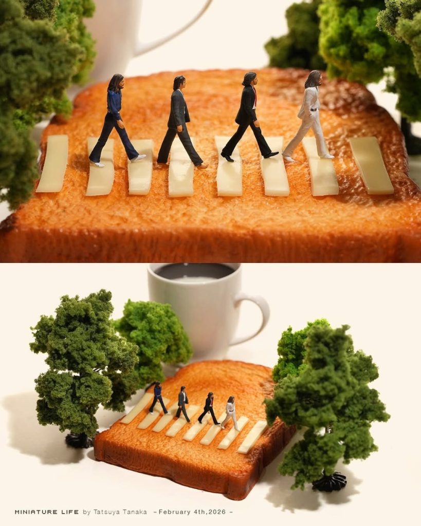 【微型藝術巡禮】田中達也「吐司」再現經典:披頭四走上 Abbey Road! 【微型藝術巡禮】田中達也「吐司」再現經典:披頭四走上 Abbey Road!