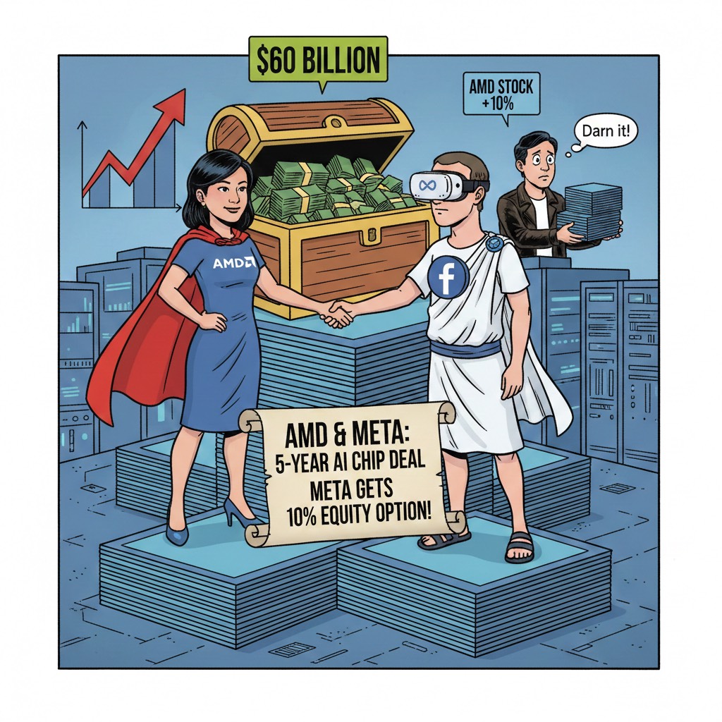 AMD與Meta簽署5年600億美元AI晶片協議 Meta可認購10%股權 AMD與Meta簽署5年600億美元AI晶片協議 Meta可認購10%股權