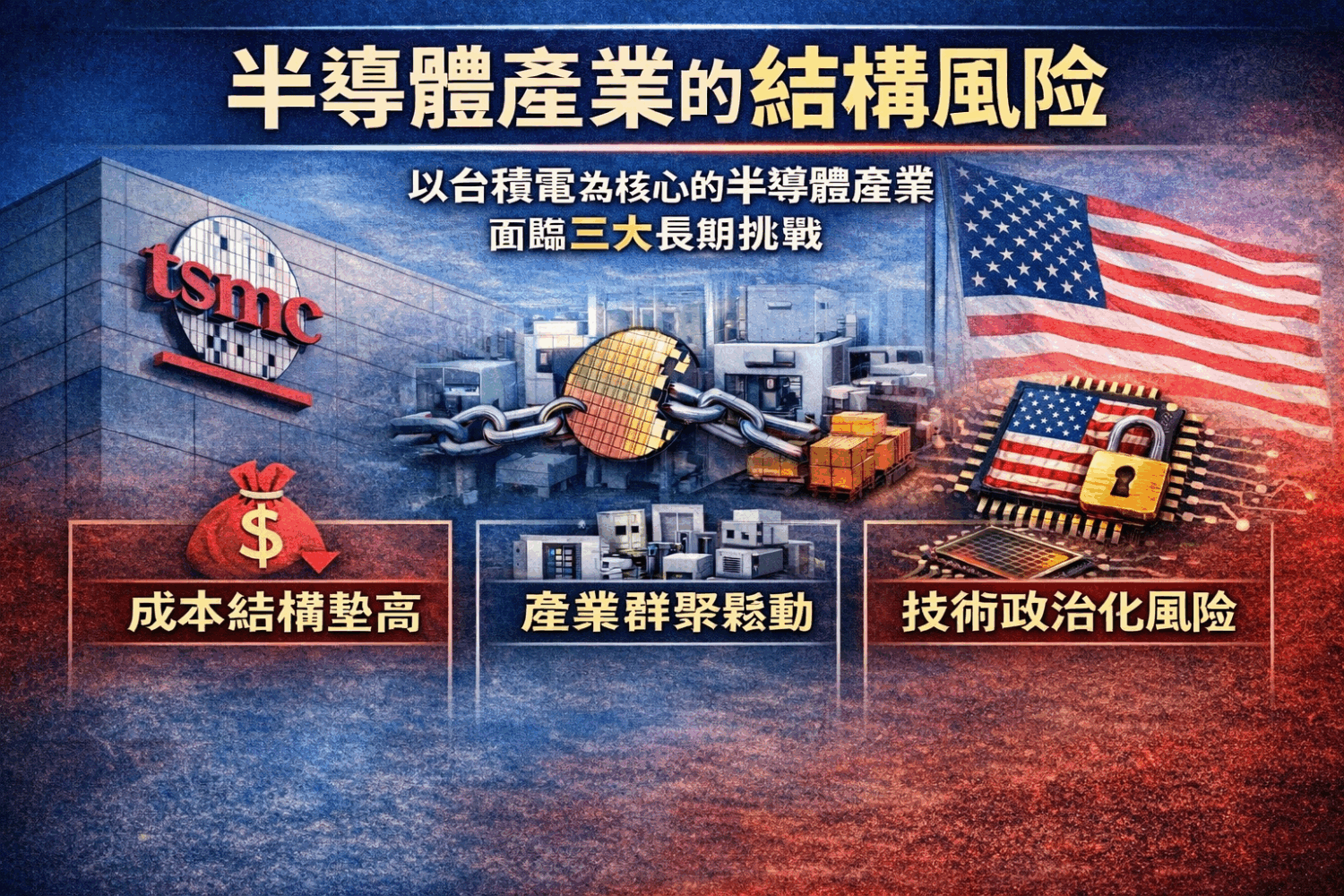 「對美關貿與軍購連動升溫」產業轉型時間還剩多少? 半導體產業的結構風險。(圖/Ai示意圖)