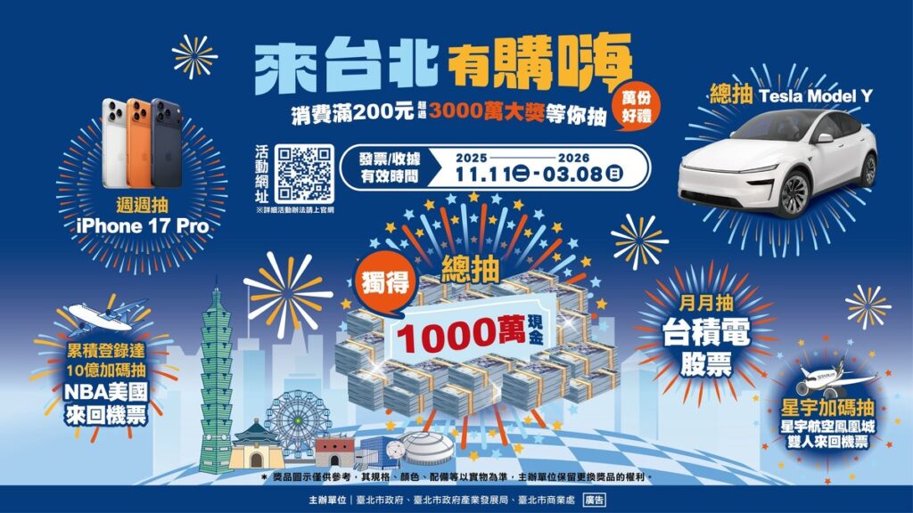 年節走春再拚大獎 「來台北有購嗨」消費抽千萬獎金 年節走春再拚大獎 「來台北有購嗨」消費抽千萬獎金