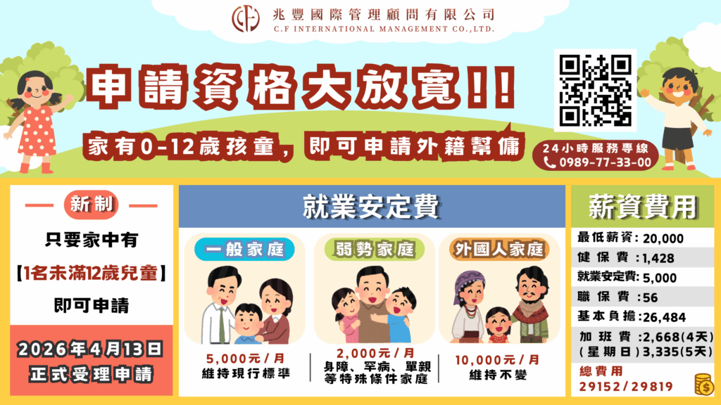 政策新制上路|未滿12歲孩童家庭可申請外籍幫傭 政策新制上路|未滿12歲孩童家庭可申請外籍幫傭