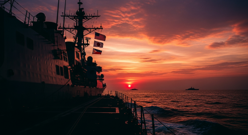 美日菲首次台灣近海聯合軍演,中國軍艦逼近監控 美日菲首次台灣近海聯合軍演,中國軍艦逼近監控