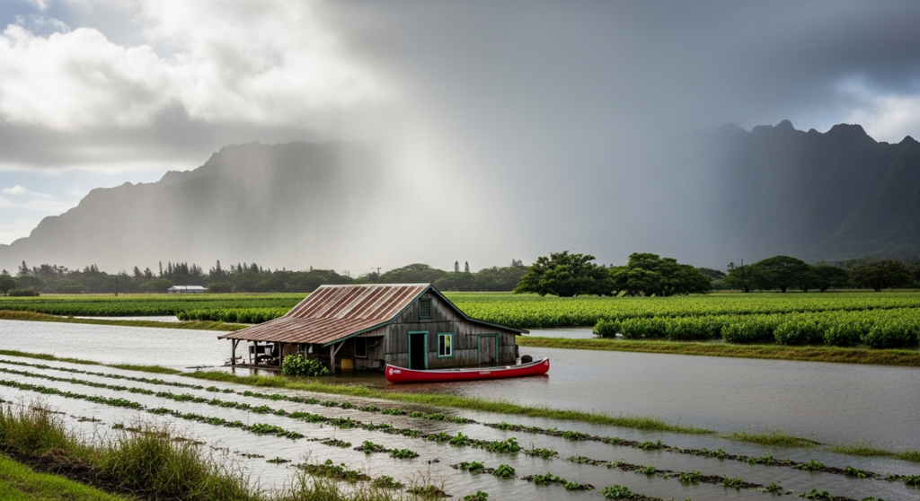 夏威夷歐胡島洪災肆虐 農場夫婦將貓置屋頂划獨木舟逃生 憂家園盡毀 夏威夷歐胡島洪災肆虐 農場夫婦將貓置屋頂划獨木舟逃生 憂家園盡毀