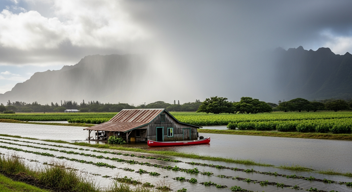 夏威夷歐胡島洪災肆虐 農場夫婦將貓置屋頂划獨木舟逃生 憂家園盡毀 夏威夷歐胡島洪災肆虐 農場夫婦將貓置屋頂划獨木舟逃生 憂家園盡毀
