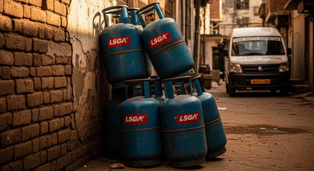 印度浦那破獲非法瓦斯儲存點,食藥署查扣逾百個鋼瓶 印度浦那破獲非法瓦斯儲存點,食藥署查扣逾百個鋼瓶