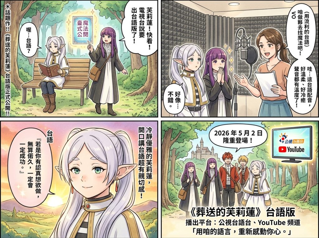 敲碗成功!《葬送的芙莉蓮》台語版正式開播 驚喜配音重現勇者小隊冒險感淚時刻 敲碗成功!《葬送的芙莉蓮》台語版正式開播 驚喜配音重現勇者小隊冒險感淚時刻