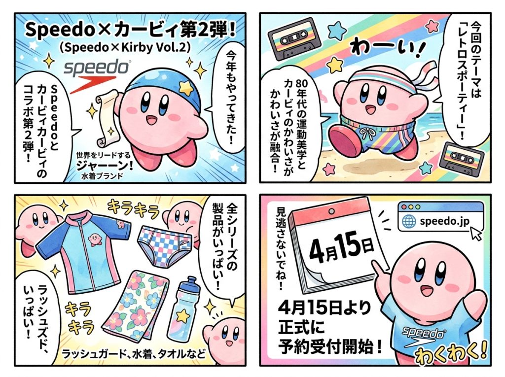 醒 80 年代粉紅回憶!Speedo × 星之卡比第二波聯名系列懷舊登場 醒 80 年代粉紅回憶!Speedo × 星之卡比第二波聯名系列懷舊登場