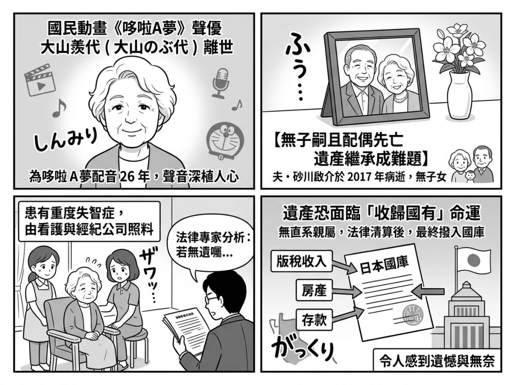 永遠的哆啦A夢聲優大山羨代 「千萬遺產將充公」背後原因惹鼻酸 永遠的哆啦A夢聲優大山羨代 「千萬遺產將充公」背後原因惹鼻酸