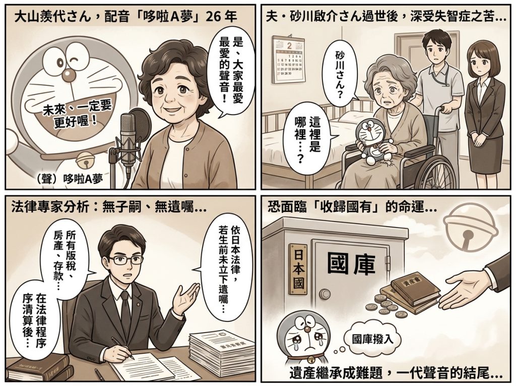 永遠的哆啦A夢聲優大山羨代 「千萬遺產將充公」背後原因惹鼻酸 永遠的哆啦A夢聲優大山羨代 「千萬遺產將充公」背後原因惹鼻酸