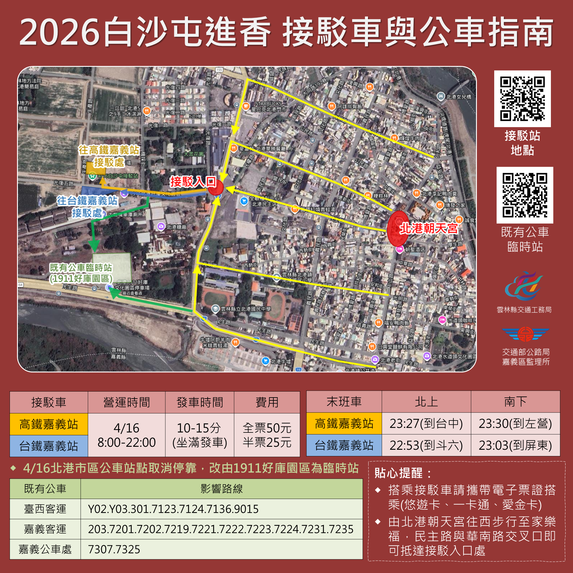 白沙屯媽祖進香4/16抵北港 雲縣府交通疏運與安全服務全面升級 白沙屯媽祖進香4/16抵北港 雲縣府交通疏運與安全服務全面升級