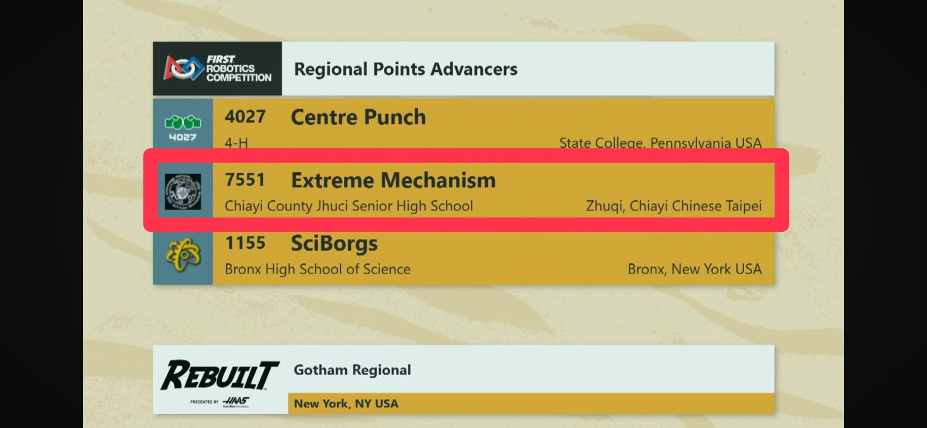 竹崎高中FRC7551紐約賽奪佳績 晉級休士頓世界賽 竹崎高中FRC7551紐約賽奪佳績 晉級休士頓世界賽