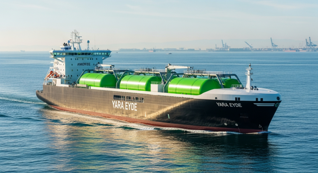 全球首艘綠氨動力貨櫃船Yara Eyde亮相 預計年減1.1萬噸碳排 全球首艘綠氨動力貨櫃船Yara Eyde亮相 預計年減1.1萬噸碳排