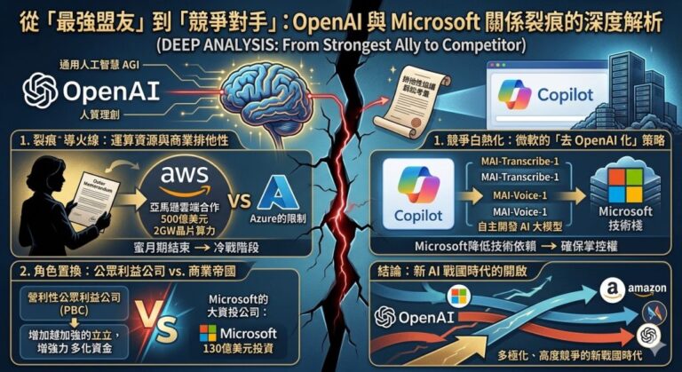 從「最強盟友」到「競爭對手」：OpenAI 與 Microsoft 關係裂痕的深度解析