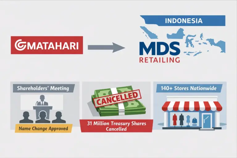 印尼Matahari股東會通過更名為MDS Retailing，並註銷3,100萬股庫藏股。