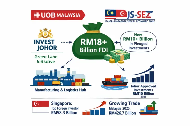 馬來西亞大華銀行披露，已為柔佛－新加坡經濟特區促成逾180億林吉特資金流入。