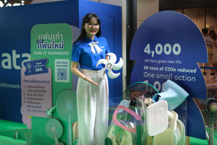 泰國哈塔里夏季推換新促銷搶攻風扇市場 泰國夏季家電促銷升溫,哈塔里近期以舊風扇換新折價活動,帶動便攜與工業風扇產品曝光。圖 / Prachachat Business