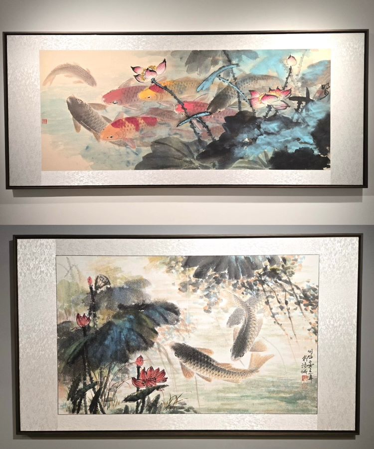以藝載道照萬象 明月法師畫展揭生命澄明之境 10 《圖說》明月法師長年以筆墨為修行之道,其作品不僅再現自然萬象,更將內在體悟融入筆端,使畫面呈現出沉靜深遠、空靈澄明的境界。魚游自在、荷花清淨、山水開闊,皆寓意生命回歸本性時的安住與解脫,展現「照見萬象」的心性光明。〈主辦單位提供〉