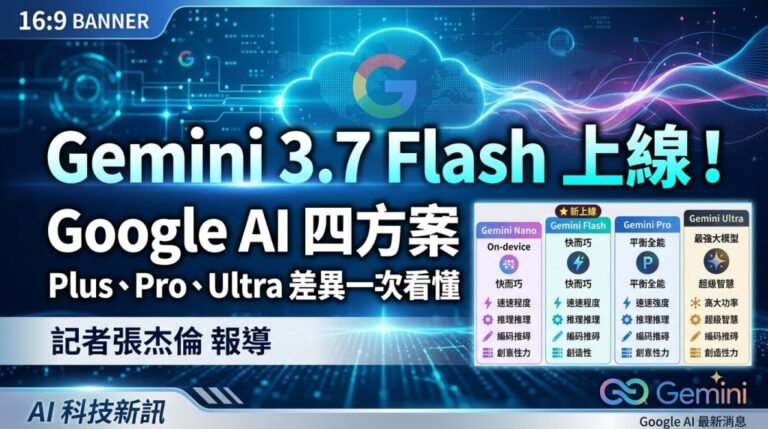 Gemini 3.7 Flash上線！Google AI四方案Plus、Pro、Ultra差異一次看懂